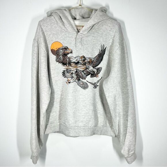 NWT BDG Urban Outfitters Bonfire Washed Hawk Eagle Mountain Graphic Hoodie L - Picture 2 of 11